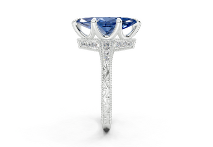 Asteria Sapphire Gemstone Vintage Marquise Cut 2mm Engagement Ring