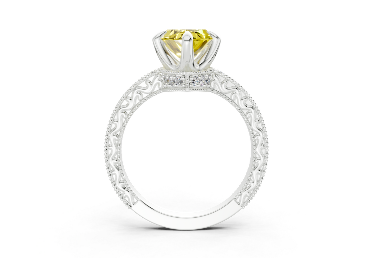 Asteria Yellow Diamond Vintage Marquise Cut 2mm Engagement Ring
