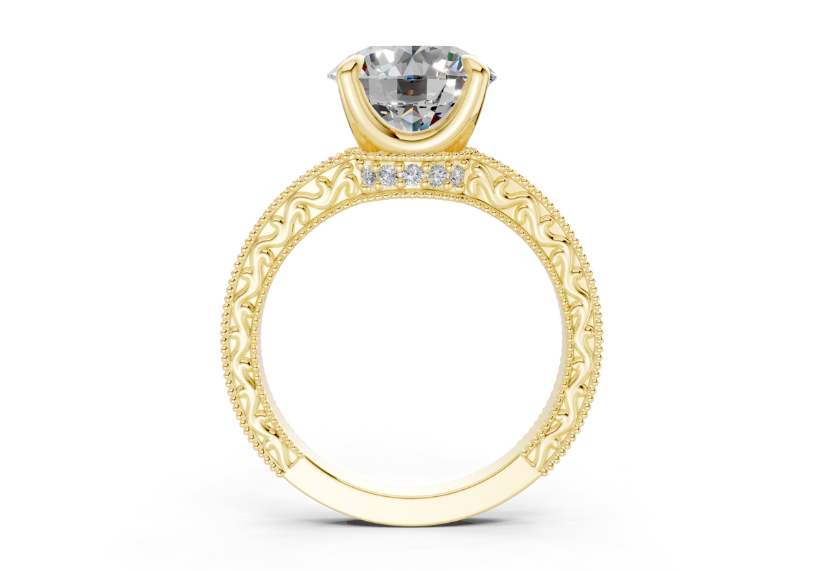 Asteria Diamond Vintage Round Cut 2mm Engagement Ring