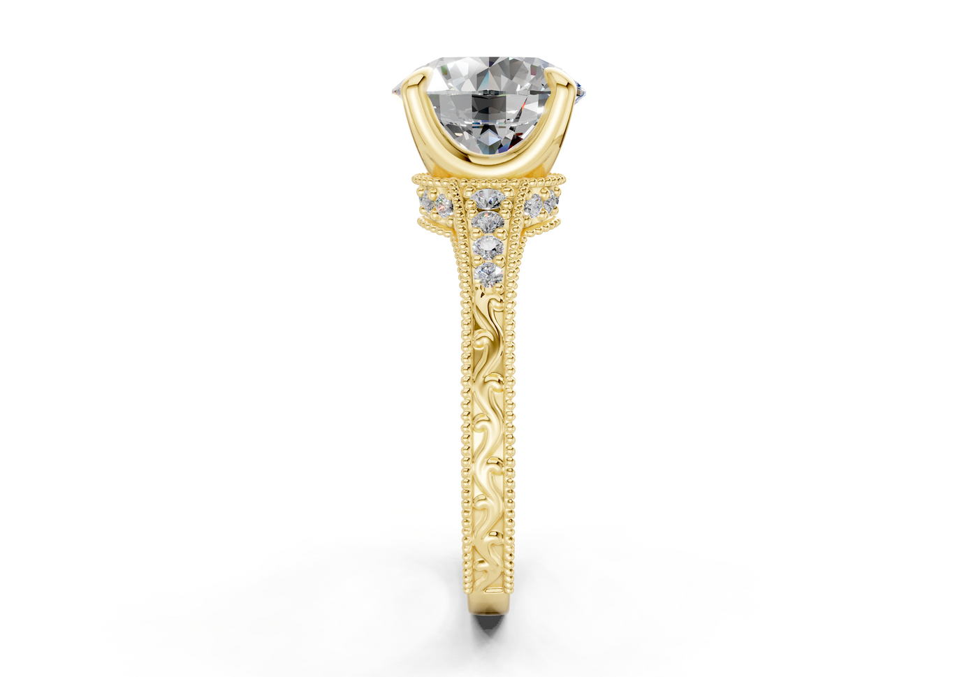 Asteria Diamond Vintage Round Cut 2mm Engagement Ring