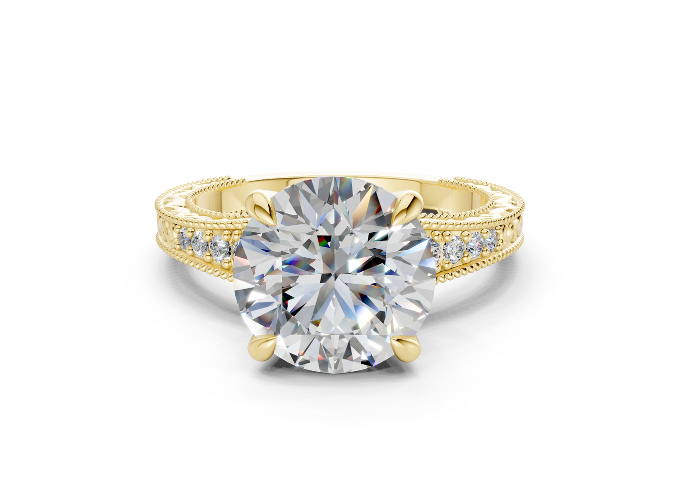Asteria Diamond Vintage Round Cut 2mm Engagement Ring