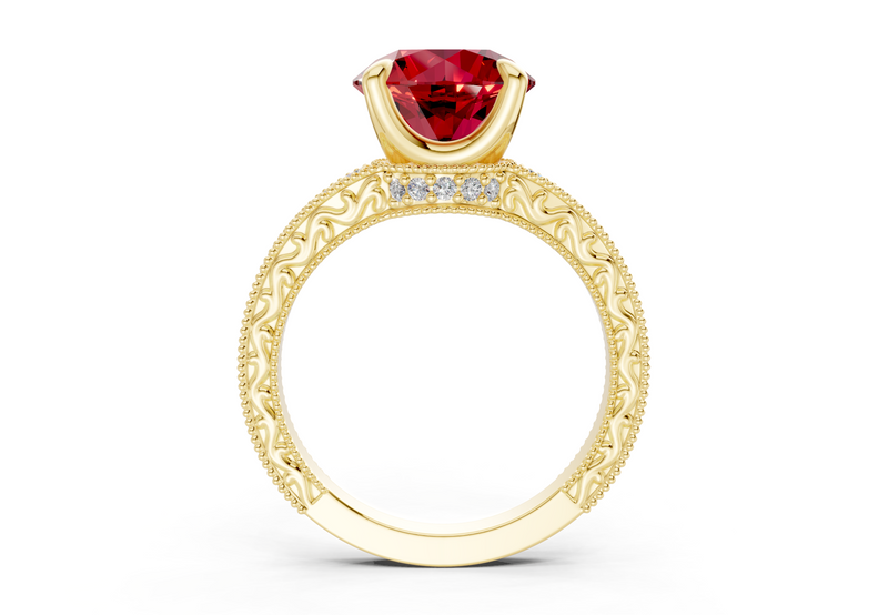 Asteria Ruby Gemstone Vintage Round Cut 2mm Engagement Ring