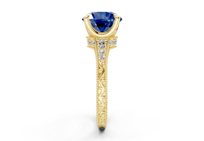Asteria Sapphire Gemstone Vintage Round Cut 2mm Engagement Ring