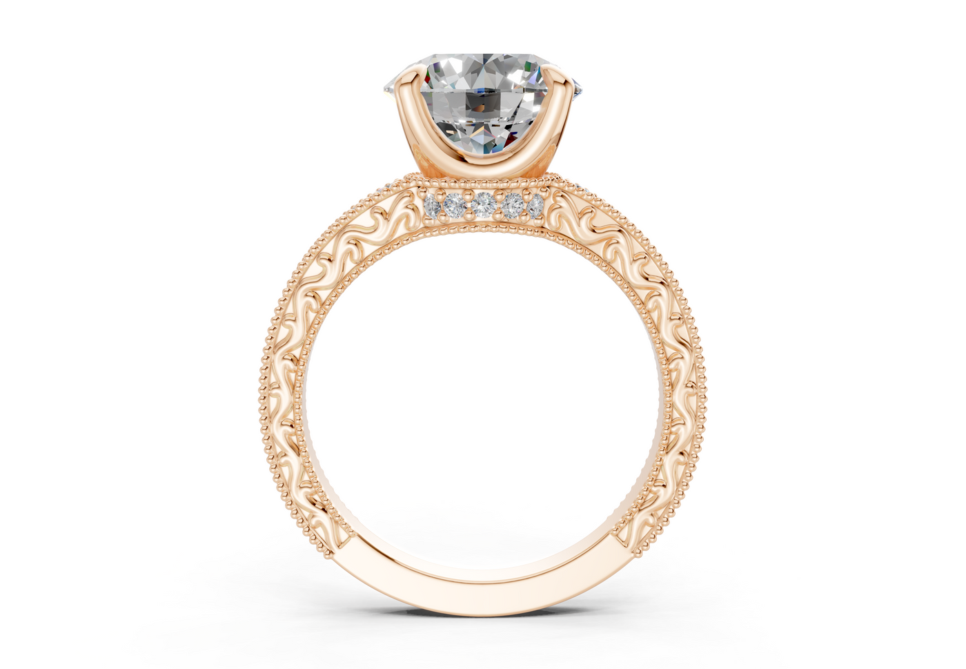 Asteria Diamond Vintage Round Cut 2mm Engagement Ring