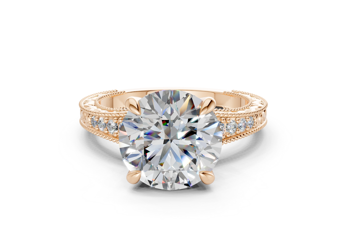Asteria Diamond Vintage Round Cut 2mm Engagement Ring