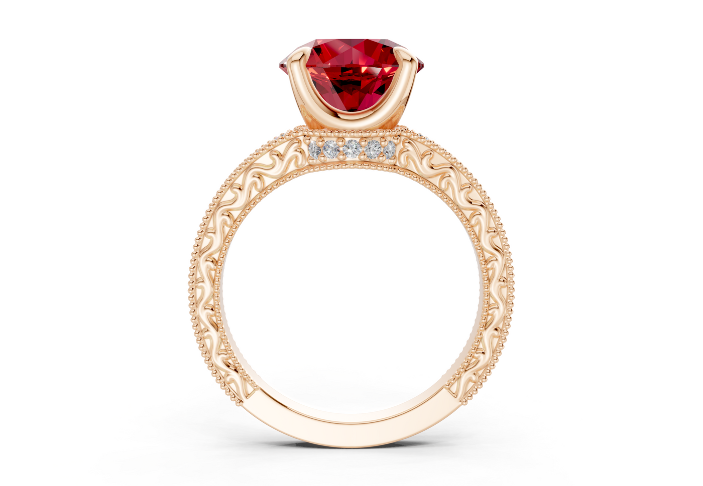 Asteria Ruby Gemstone Vintage Round Cut 2mm Engagement Ring