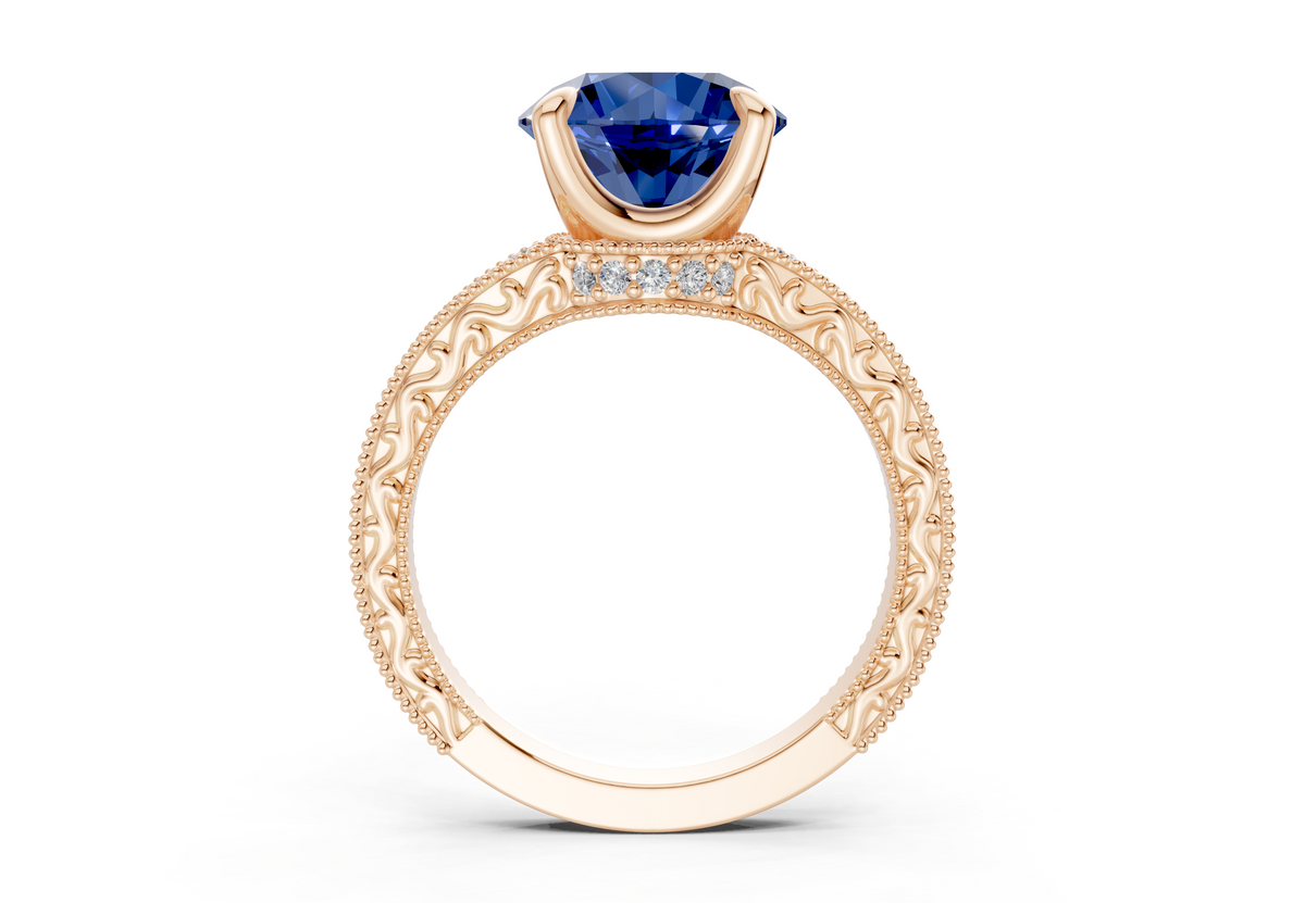 Asteria Sapphire Gemstone Vintage Round Cut 2mm Engagement Ring