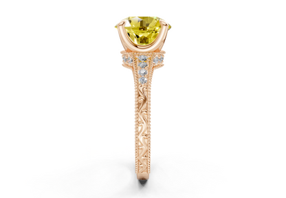 Asteria Yellow Diamond Vintage Round Cut 2mm Engagement Ring