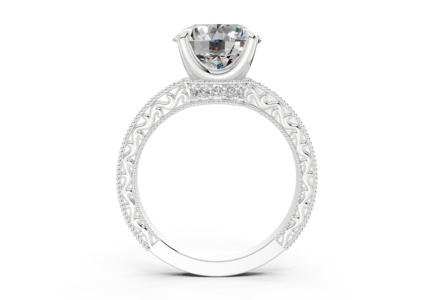 Asteria Diamond Vintage Round Cut 2mm Engagement Ring