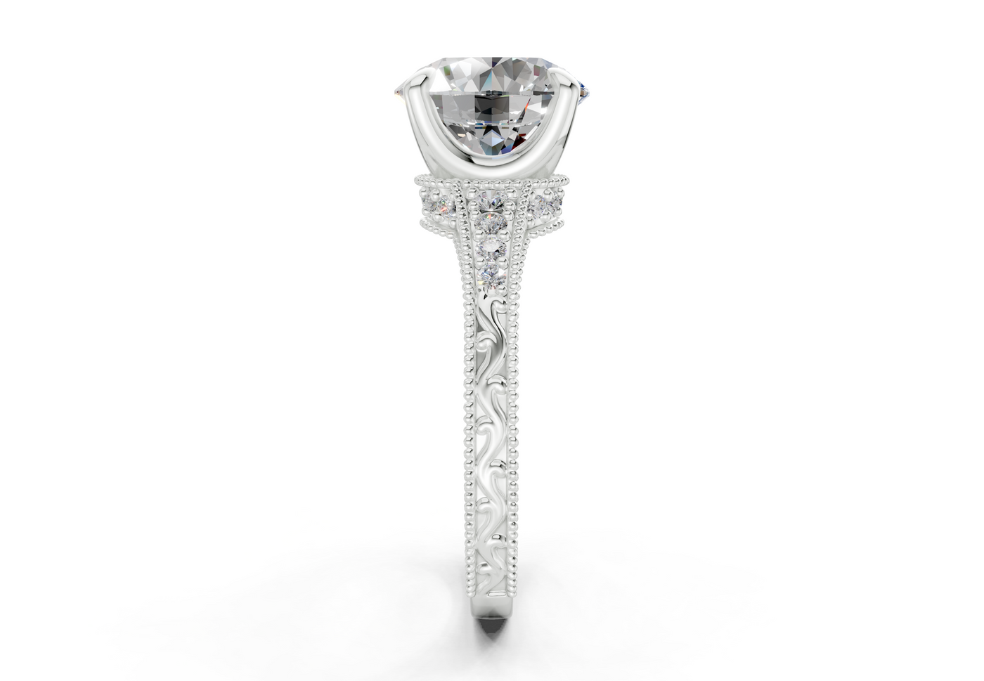 Asteria Diamond Vintage Round Cut 2mm Engagement Ring