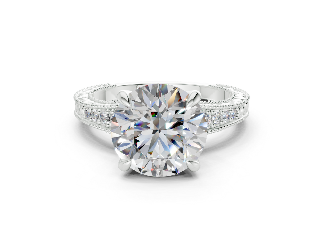 Asteria Diamond Vintage Round Cut 2mm Engagement Ring