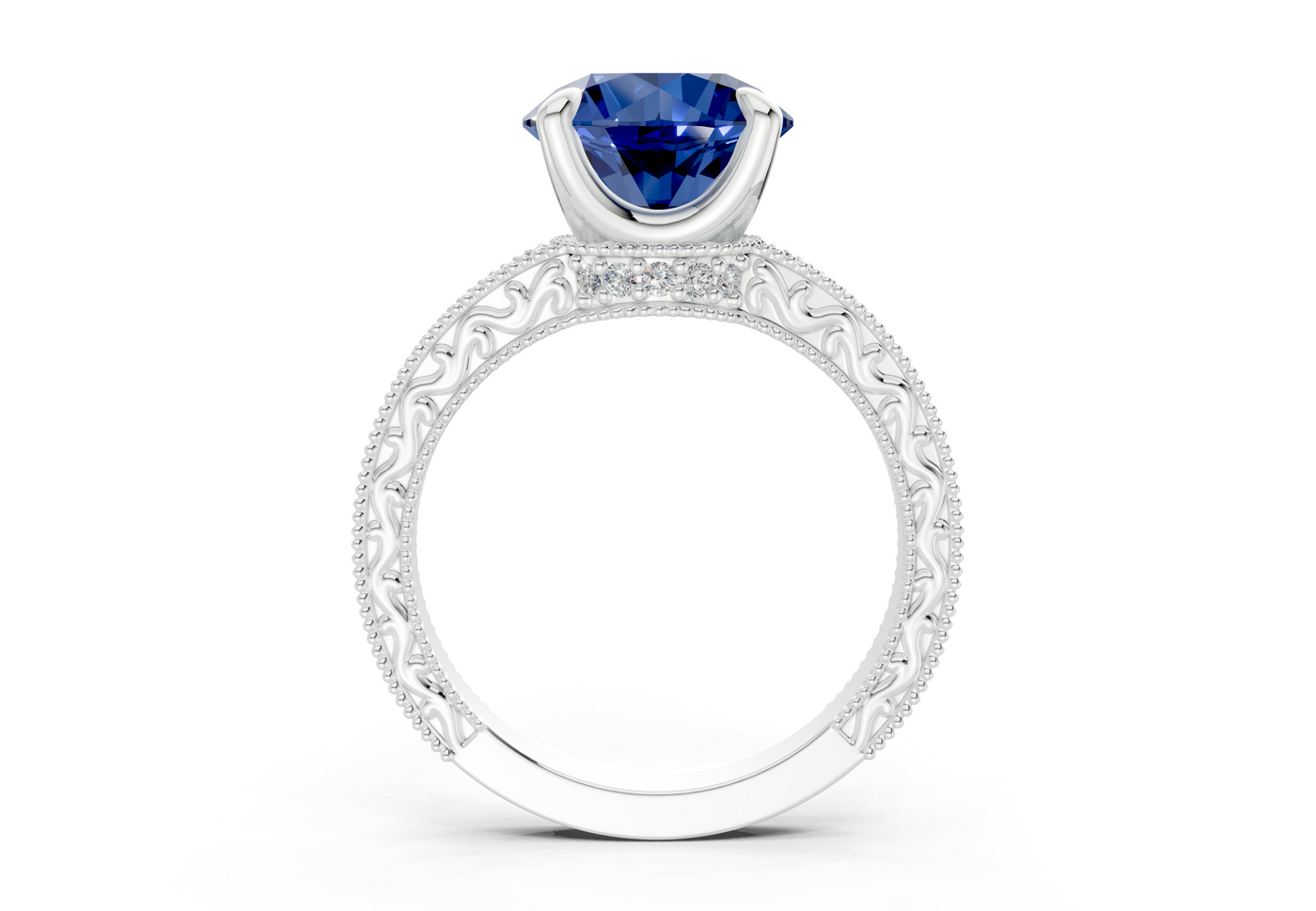 Asteria Sapphire Gemstone Vintage Round Cut 2mm Engagement Ring