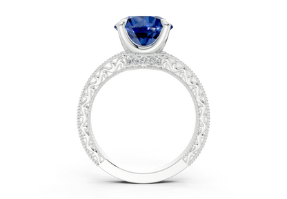 Asteria Sapphire Gemstone Vintage Round Cut 2mm Engagement Ring