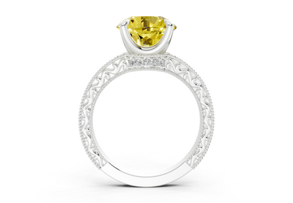 Asteria Yellow Diamond Vintage Round Cut 2mm Engagement Ring