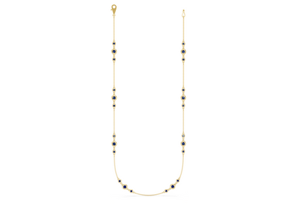 Trio Sapphire Gemstone Stationed Necklace 1½ Carat Total Wt.