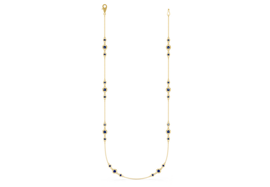 Trio Sapphire Gemstone Stationed Necklace 1½ Carat Total Wt.