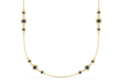 Trio Sapphire Gemstone Stationed Necklace 1½ Carat Total Wt.
