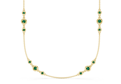 Trio Emerald Gemstone Stationed Necklace 1½ Carat Total Wt.