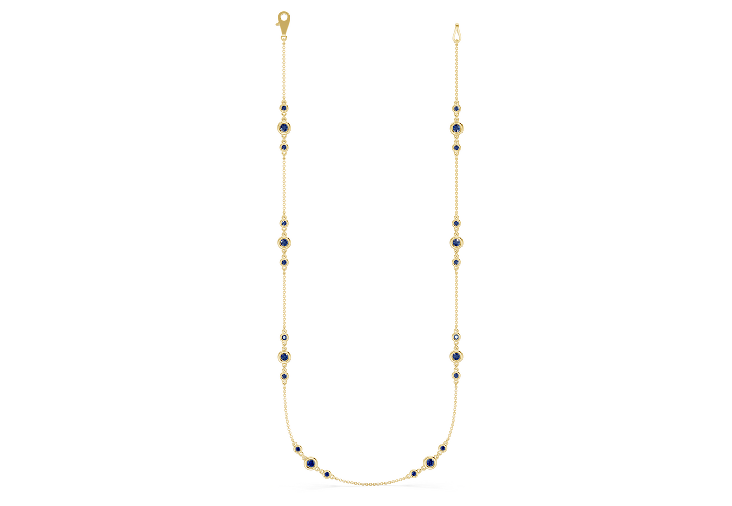 Trio Sapphire Gemstone Stationed Necklace 1½ Carat Total Wt.