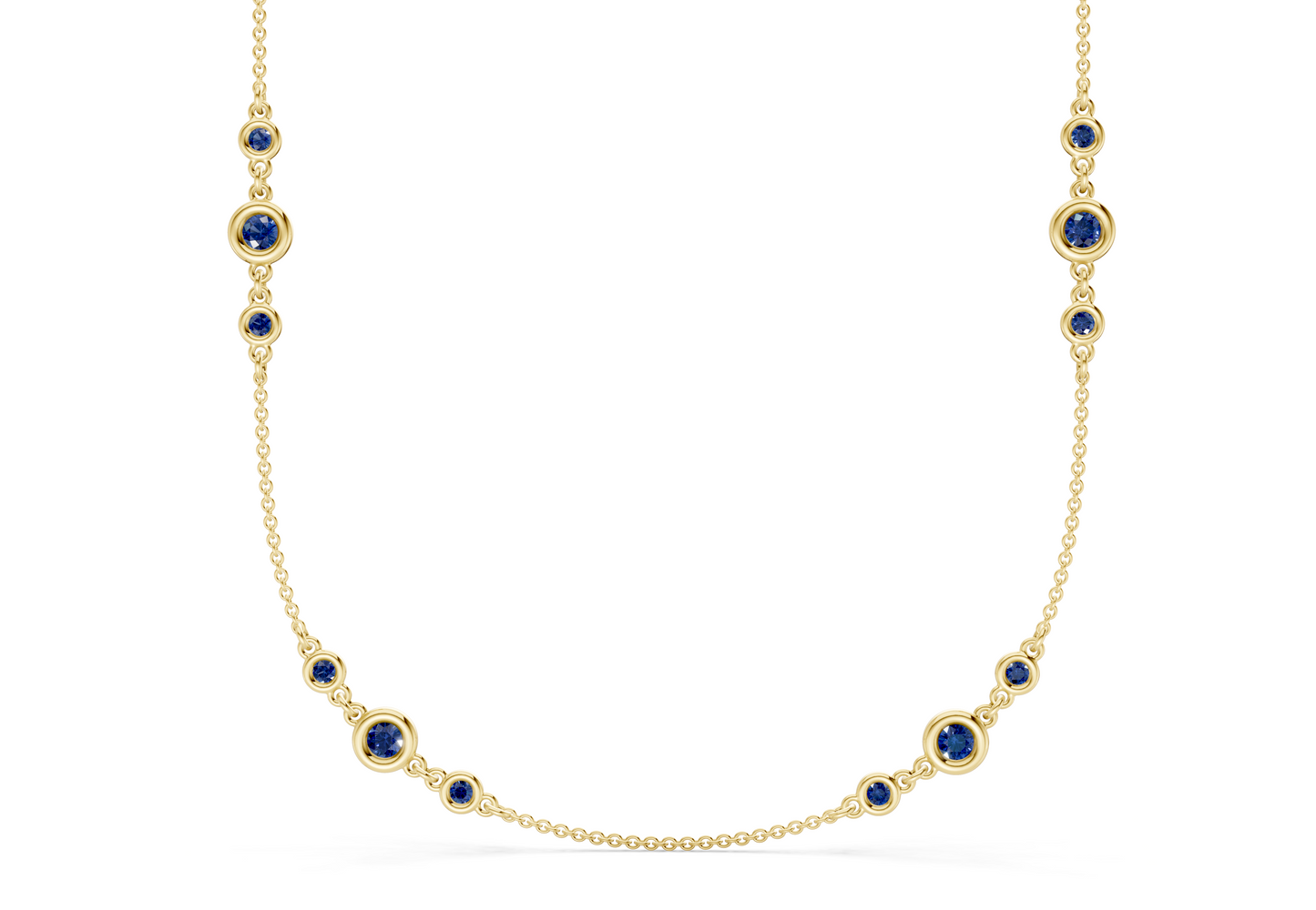 Trio Sapphire Gemstone Stationed Necklace 1½ Carat Total Wt.