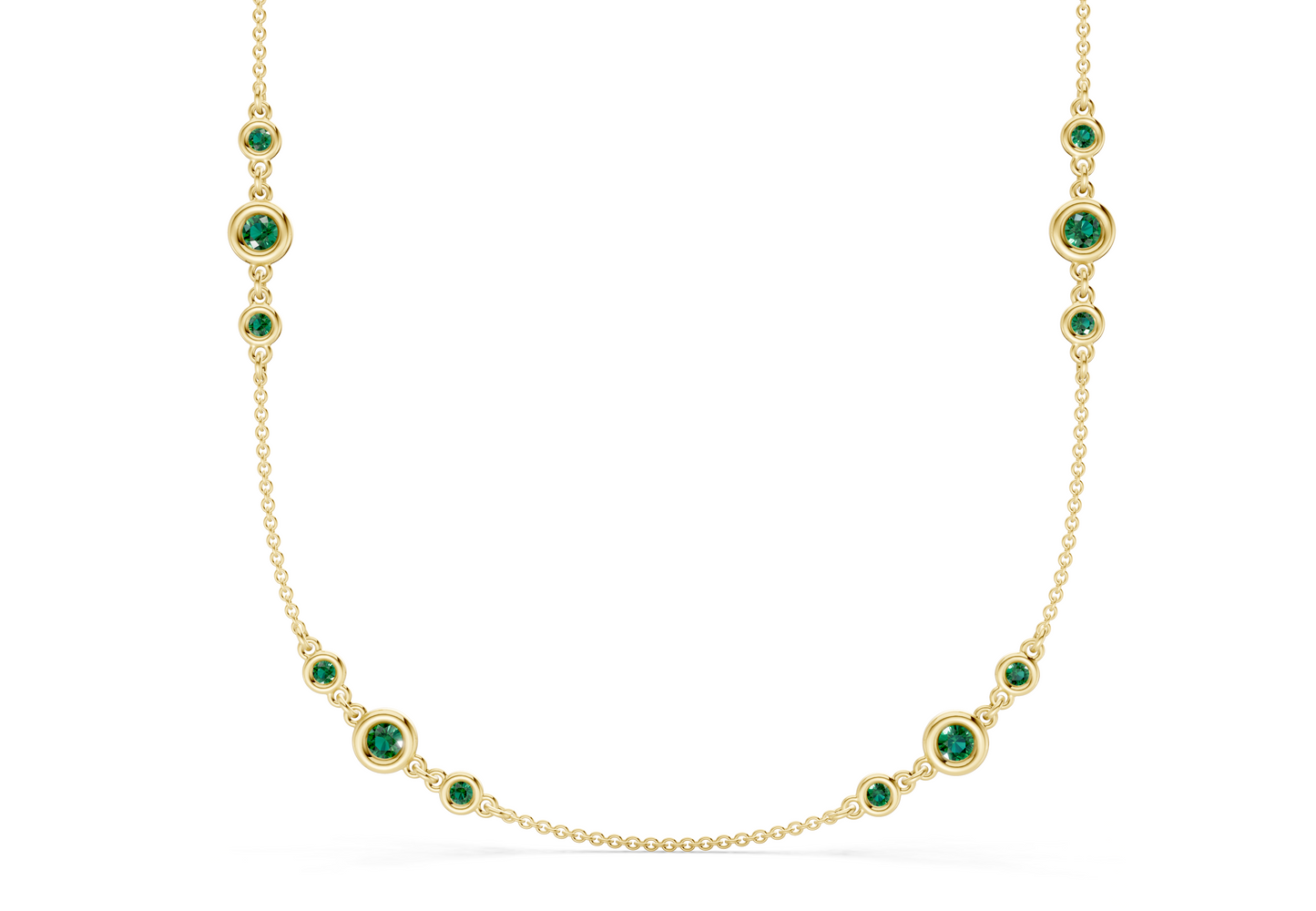 Trio Emerald Gemstone Stationed Necklace 1½ Carat Total Wt.