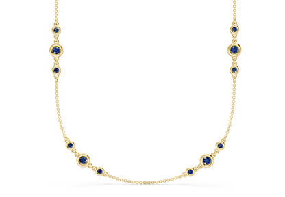 Trio Sapphire Gemstone Stationed Necklace 1½ Carat Total Wt.