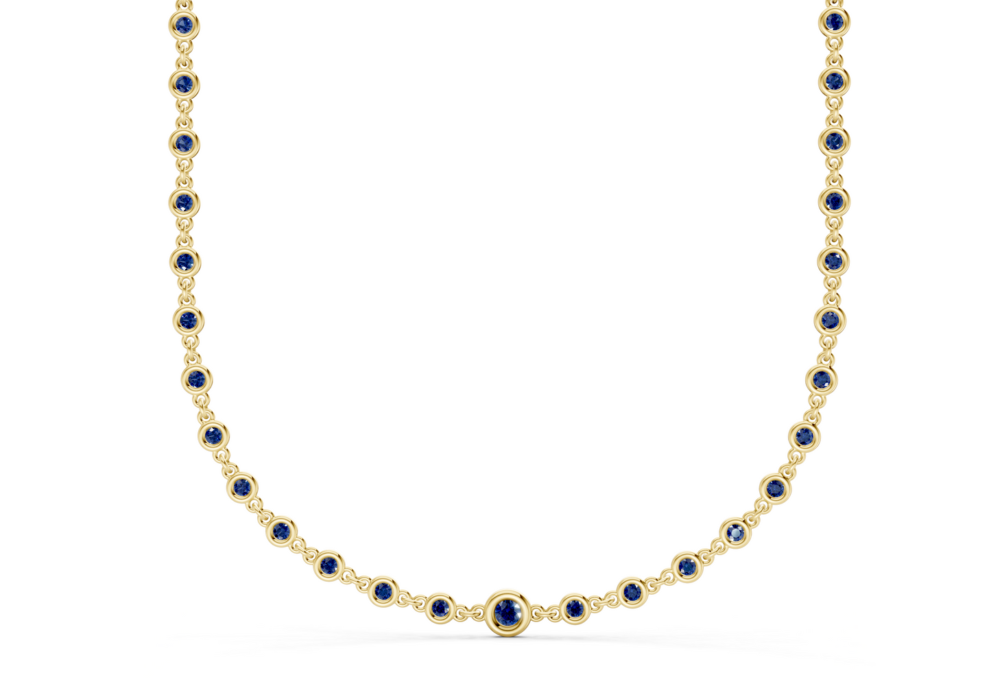Eternal Sapphire Gemstone Stationed Necklace 2 Carat Total Wt.