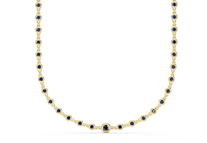 Eternal Sapphire Gemstone Stationed Necklace 2 Carat Total Wt.