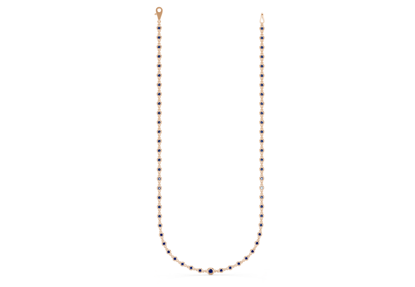 Eternal Sapphire Gemstone Stationed Necklace 2 Carat Total Wt.