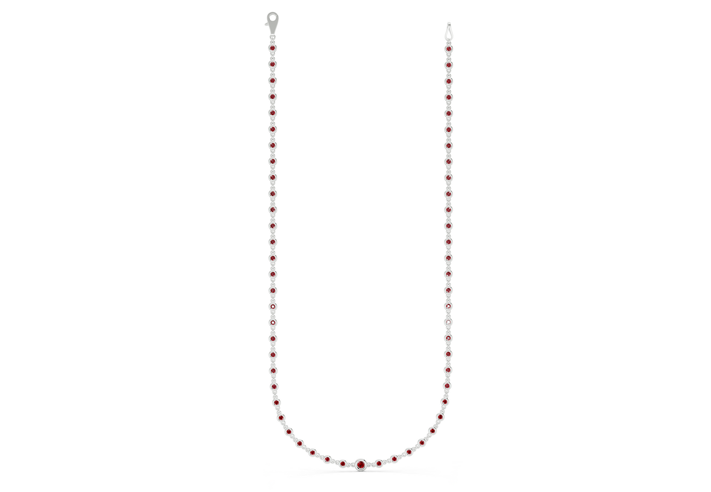 Eternal Ruby Gemstone Stationed Necklace 2 Carat Total Wt.
