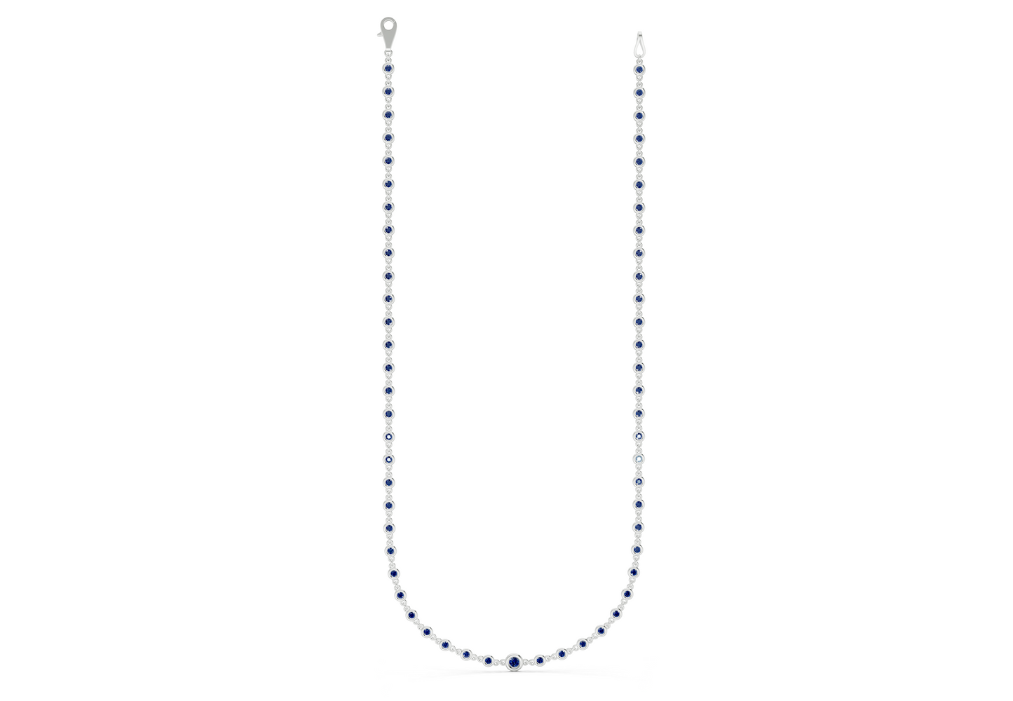Eternal Sapphire Gemstone Stationed Necklace 2 Carat Total Wt.