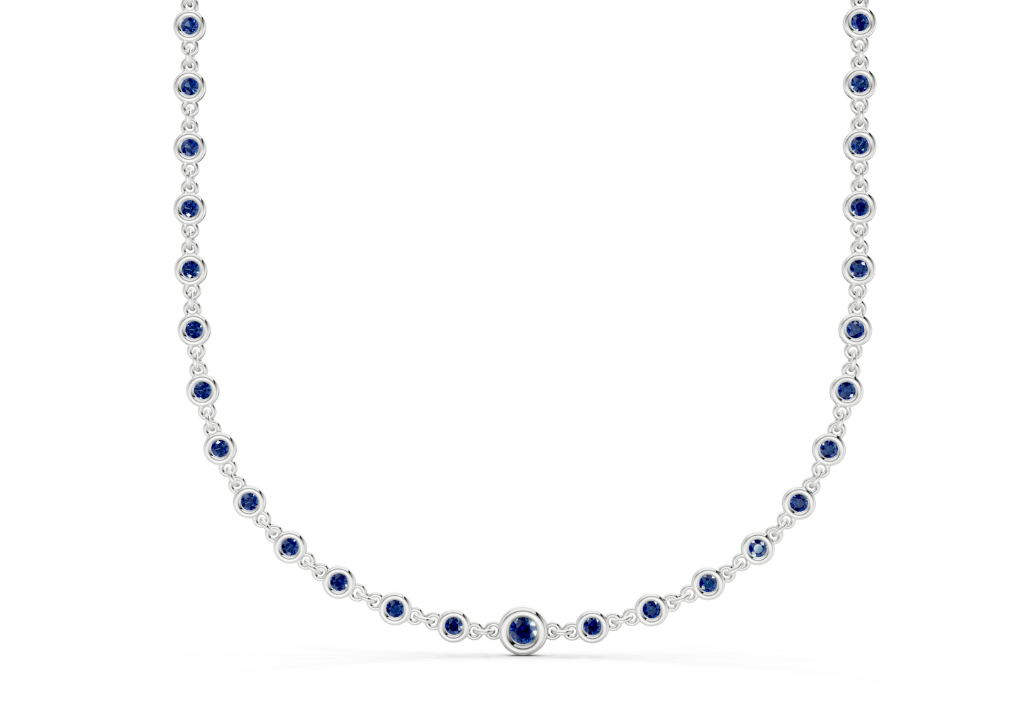 Eternal Sapphire Gemstone Stationed Necklace 2 Carat Total Wt.