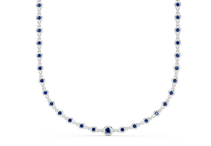 Eternal Sapphire Gemstone Stationed Necklace 2 Carat Total Wt.