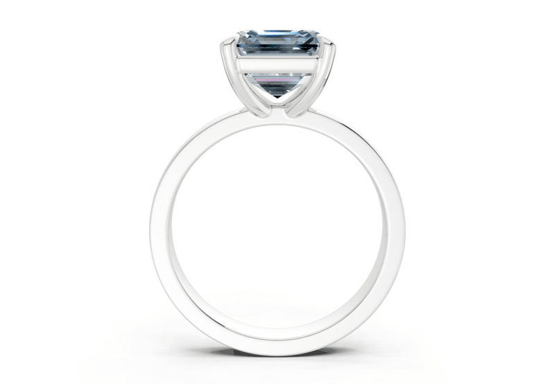 Aspen Blue Diamond Solitaire Asscher Cut 3mm Engagement Ring - Ring Premier