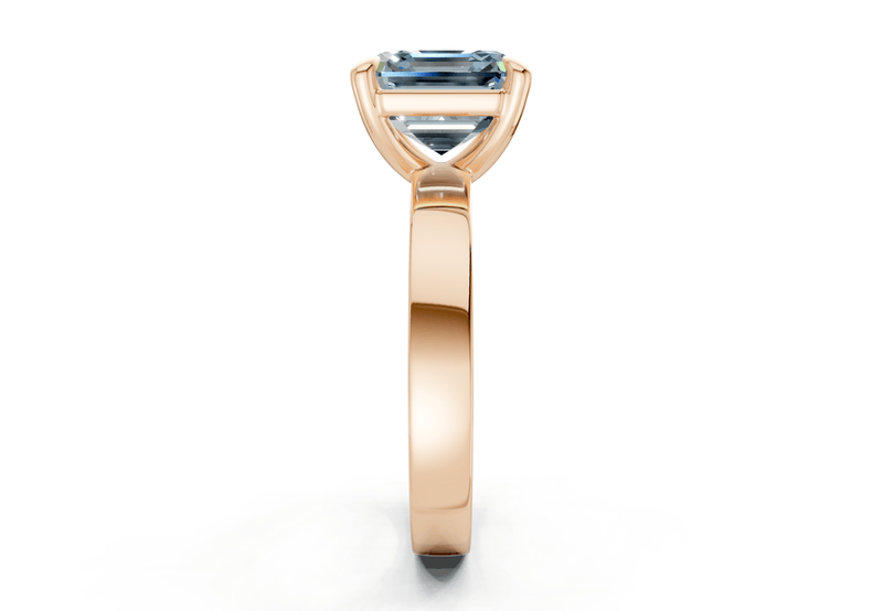 Aspen Blue Diamond Solitaire Asscher Cut 3mm Engagement Ring - Ring Premier