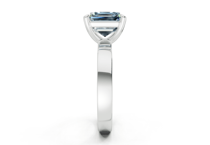 Aspen Blue Diamond Solitaire Asscher Cut 3mm Engagement Ring - Ring Premier