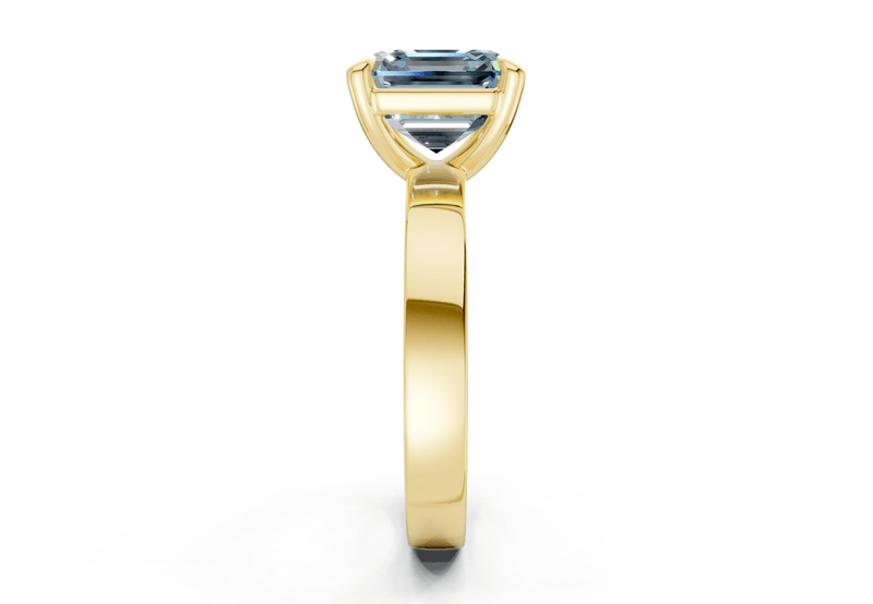 Aspen Blue Diamond Solitaire Asscher Cut 3mm Engagement Ring - Ring Premier