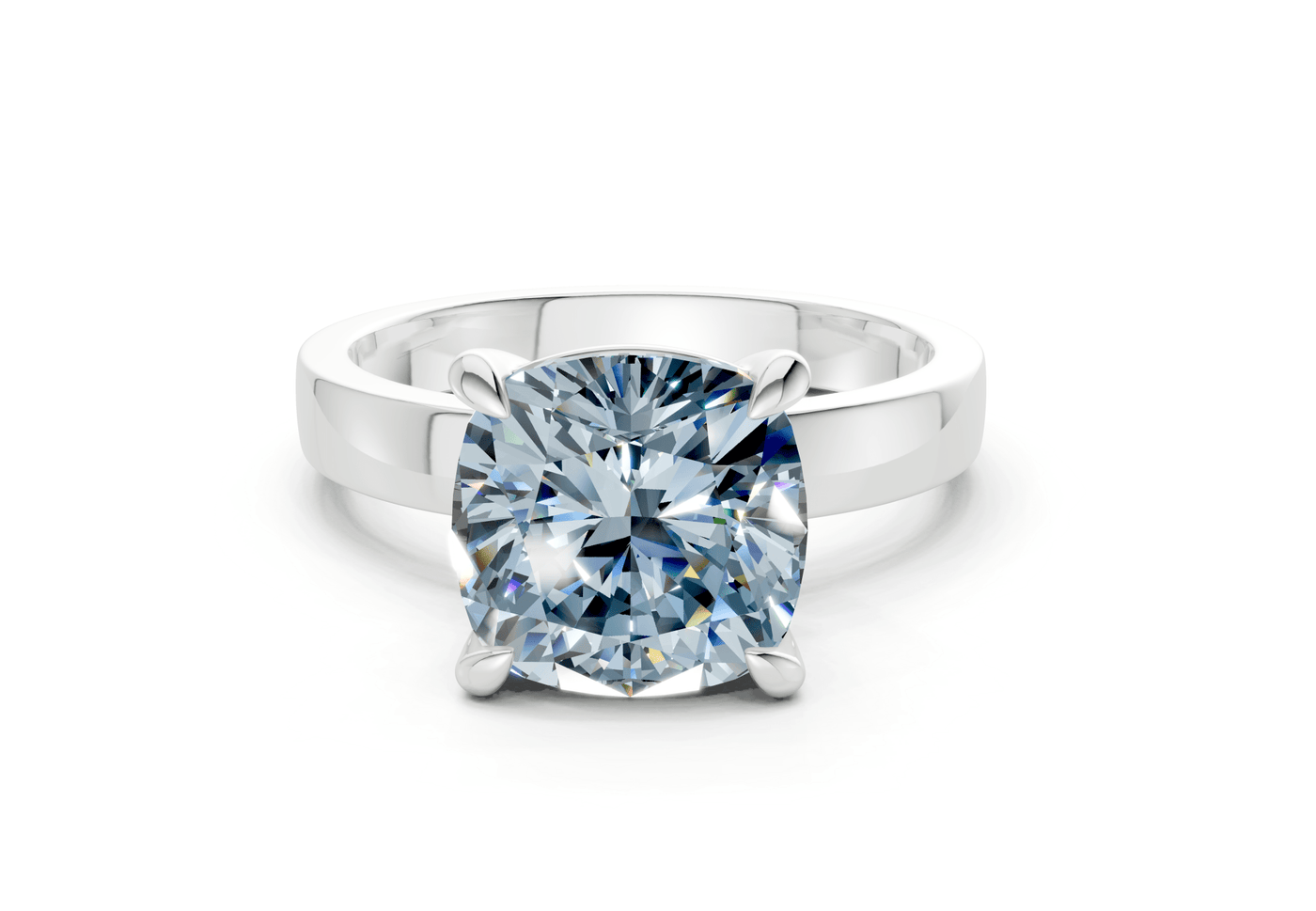 Aspen Blue Diamond Solitaire Cushion Squareuare Cut 3mm Engagement Ring