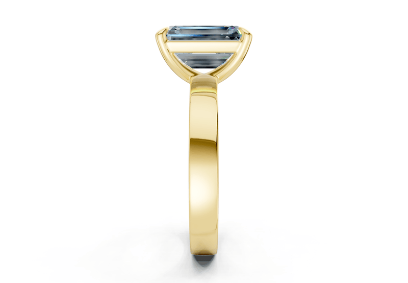 Aspen Blue Diamond Solitaire Emerald Cut 3mm Engagement Ring - Ring Premier
