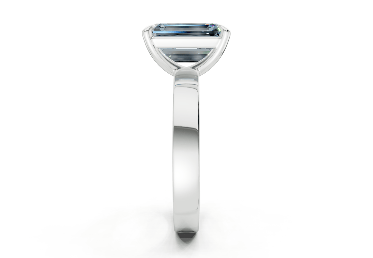 Aspen Blue Diamond Solitaire Emerald Cut 3mm Engagement Ring