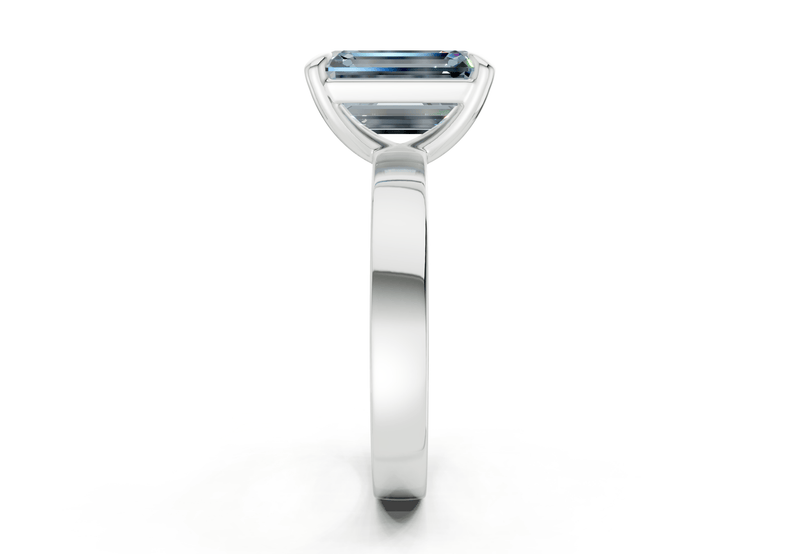 Aspen Blue Diamond Solitaire Emerald Cut 3mm Engagement Ring - Ring Premier
