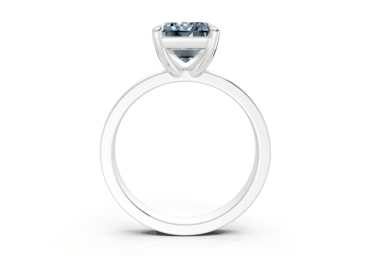 Aspen Blue Diamond Solitaire Emerald Cut 3mm Engagement Ring