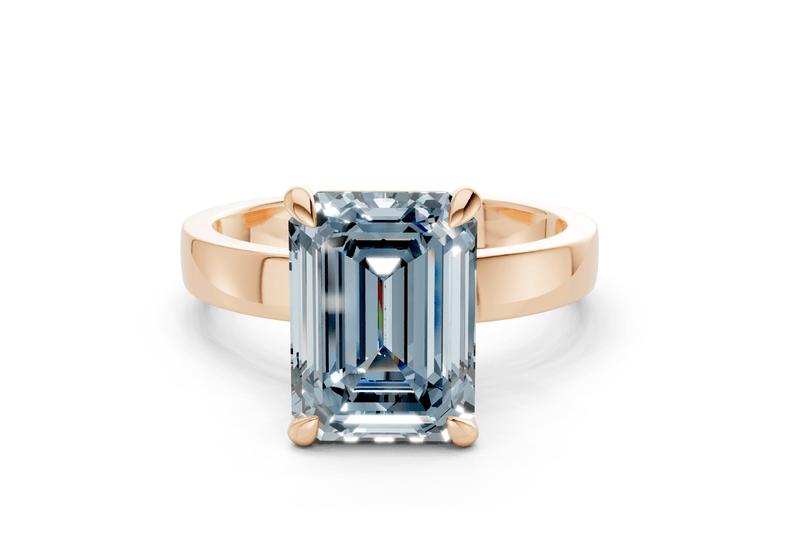 Aspen Blue Diamond Solitaire Emerald Cut 3mm Engagement Ring - Ring Premier