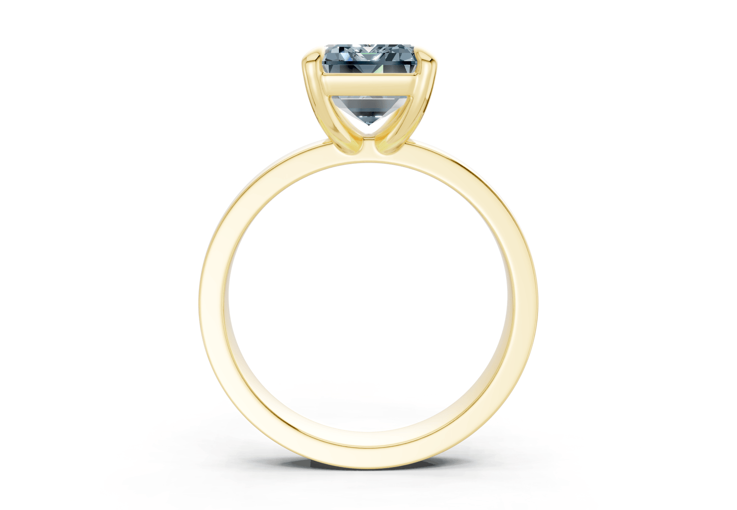 Aspen Blue Diamond Solitaire Emerald Cut 3mm Engagement Ring - Ring Premier