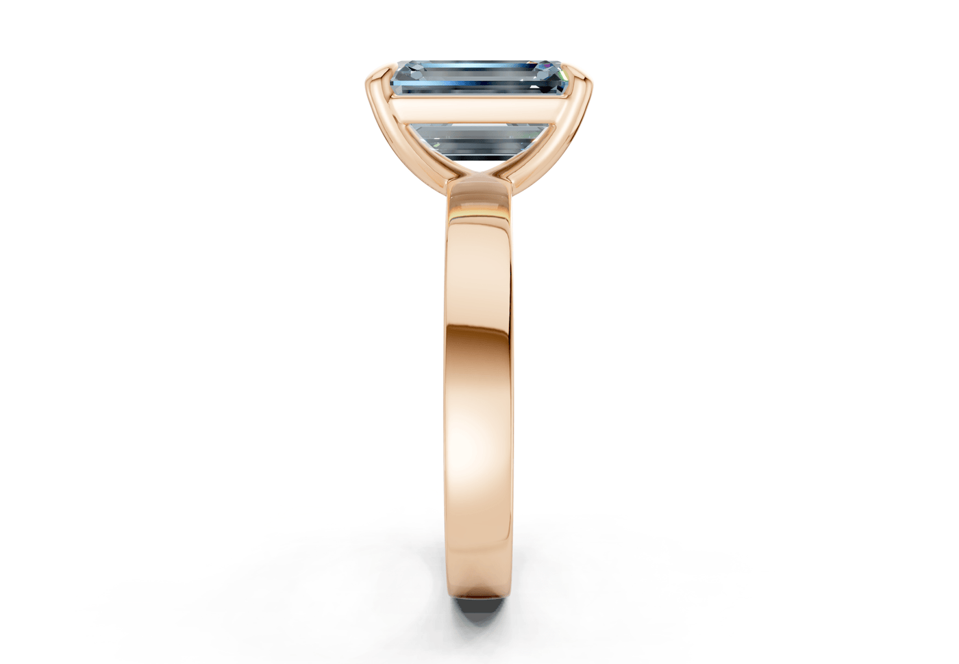 Aspen Blue Diamond Solitaire Emerald Cut 3mm Engagement Ring