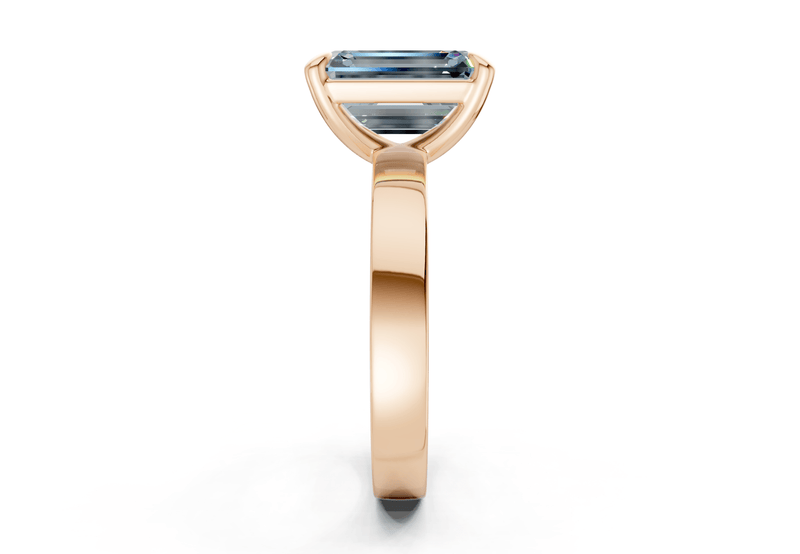Aspen Blue Diamond Solitaire Emerald Cut 3mm Engagement Ring - Ring Premier