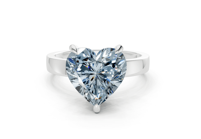 Aspen Blue Diamond Solitaire Heart Cut 3mm Engagement Ring - Ring Premier