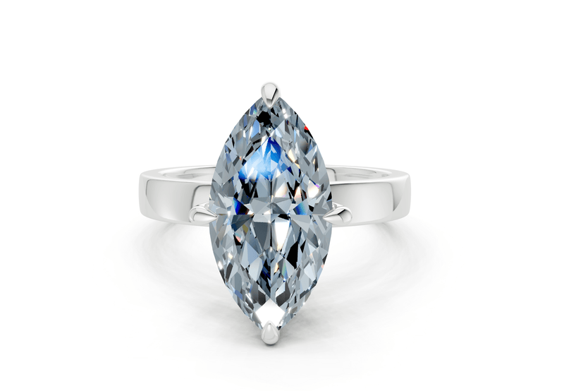 Aspen Blue Diamond Solitaire Marquise Cut 3mm Engagement Ring - Ring Premier
