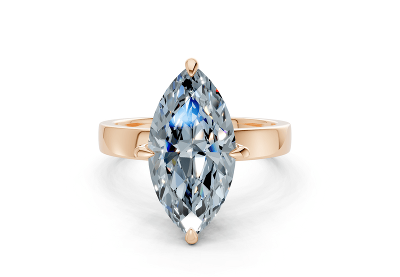 Aspen Blue Diamond Solitaire Marquise Cut 3mm Engagement Ring - Ring Premier