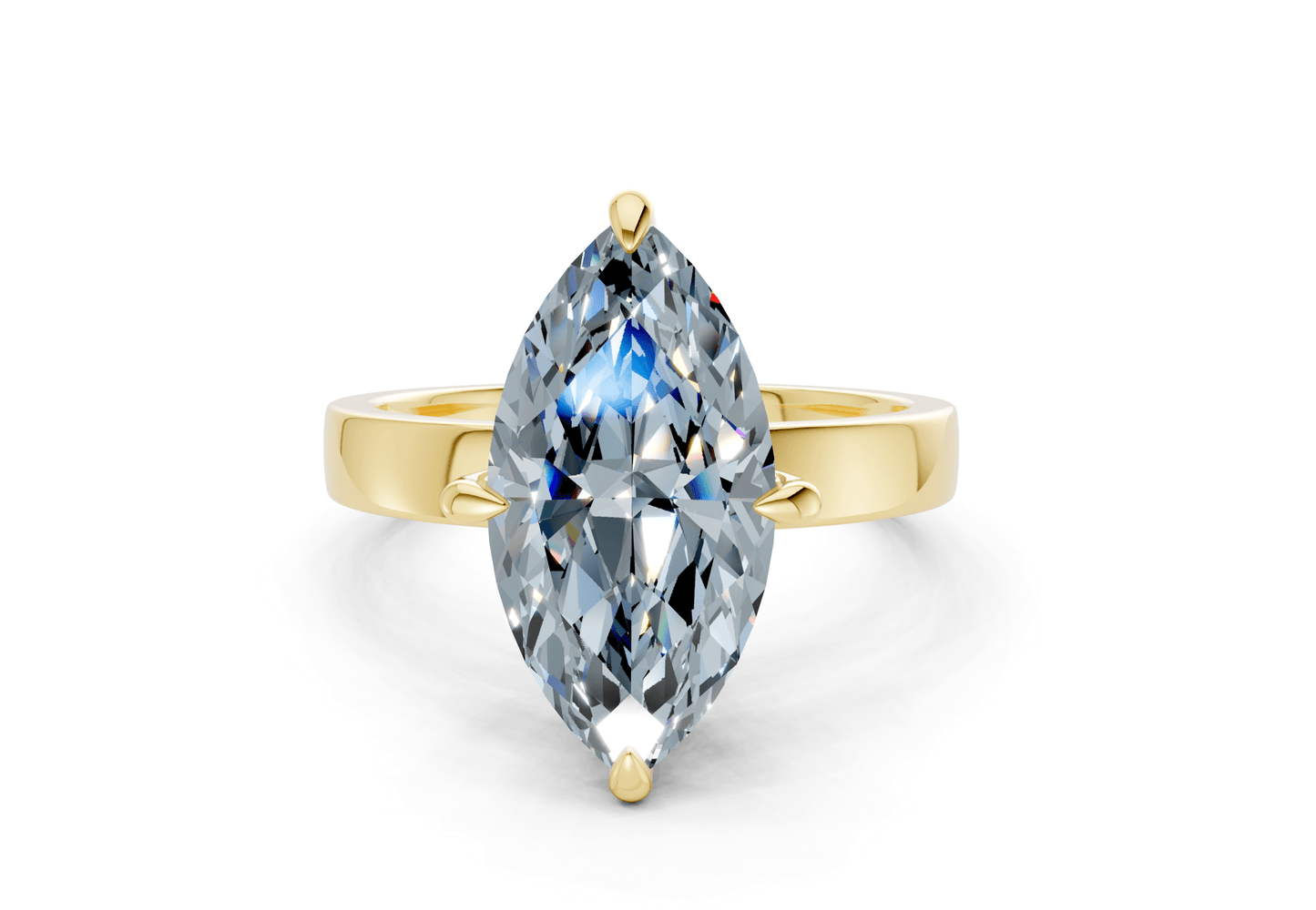 Aspen Blue Diamond Solitaire Marquise Cut 3mm Engagement Ring - Ring Premier
